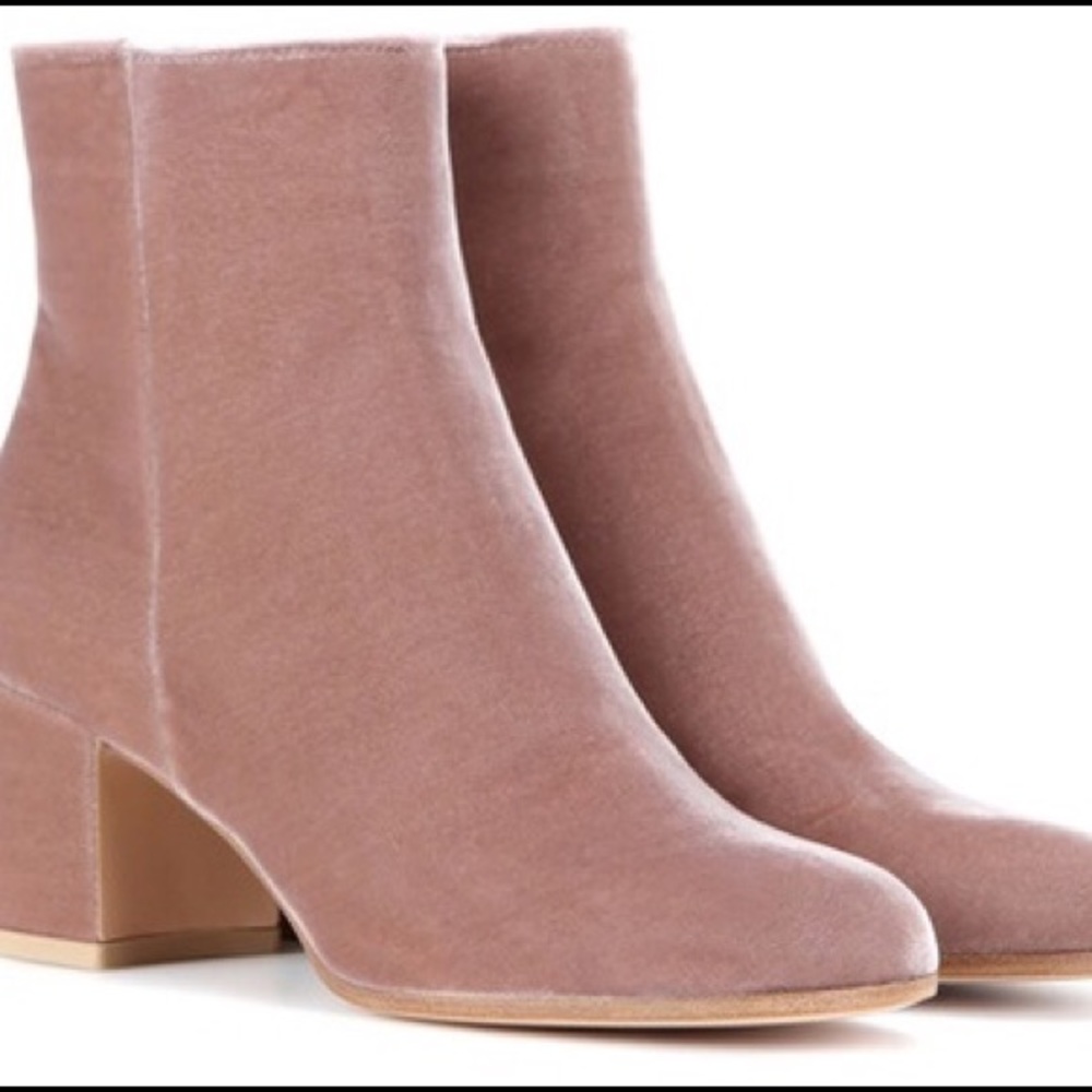 Gianvito Rossi Pink Velvet Margaux Booties